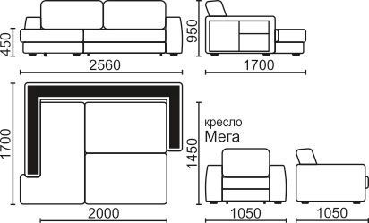 фото Угловой диван "Мега 2Б"