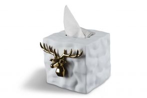 фото MY-D151 Керамическая салфетница - квадратный  короб с объемным декором (белый)