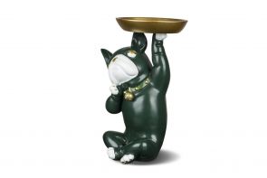 фото MY-D117 Декоративная статуэтка в виде бульдога с подносом (зеленый)