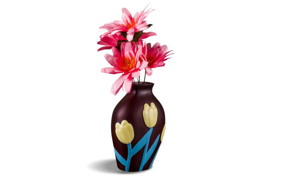 фото MY-D145 Стильная ваза с цветочным декором (коричневый)