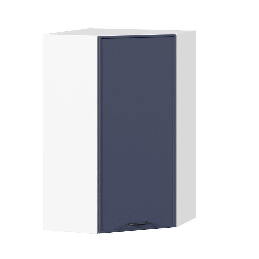 фото Индиго Шкаф кухонный угловой высокий (Белый/Тёмно-синий)