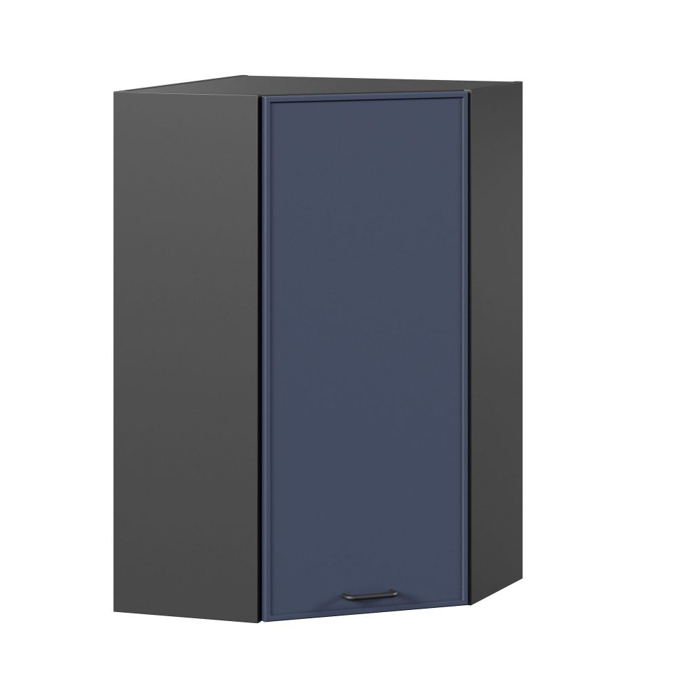 фото Индиго Шкаф кухонный угловой высокий (Чёрный/Тёмно-синий)