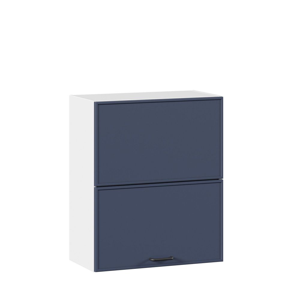 фото Индиго Шкаф кухонный 600 горизонтальный с 2 дверьми (Белый/Тёмно-синий)