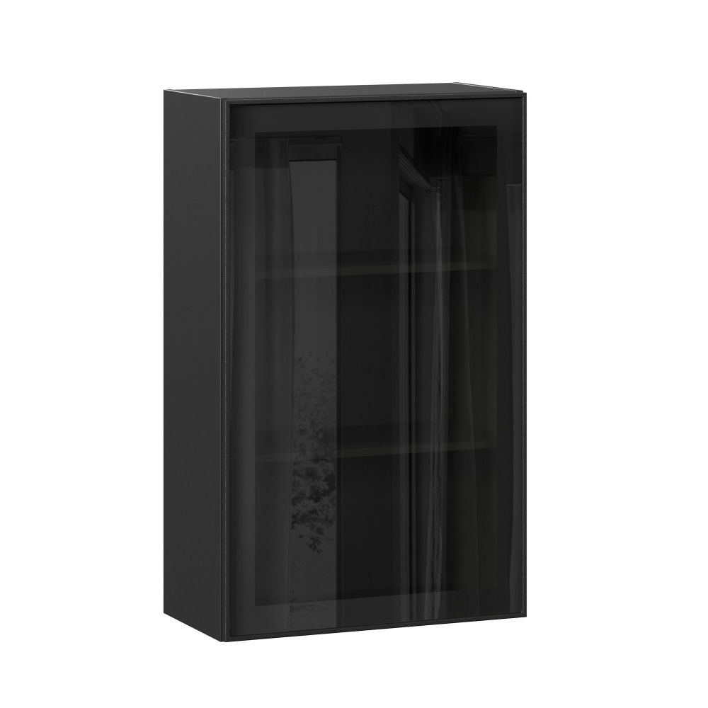 фото Индиго Шкаф кухонный 600 высокий стекло (Чёрный/Чёрный)