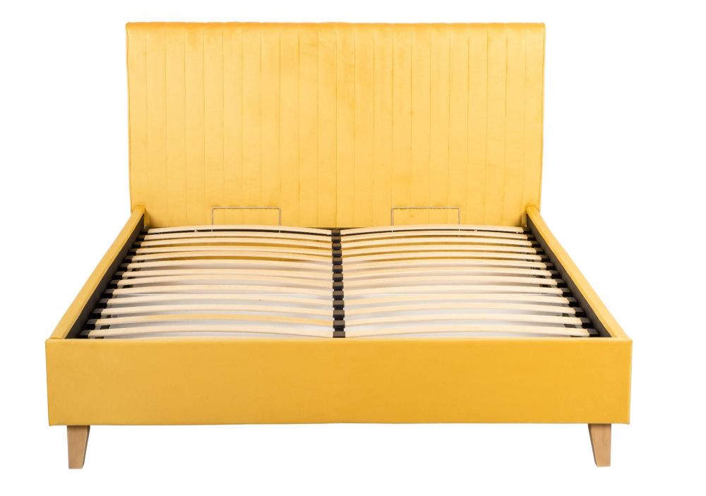 фото Бари Кровать 1600 мягкая с подъёмным механизмом Горчичный, ткань PHUKET 1038
