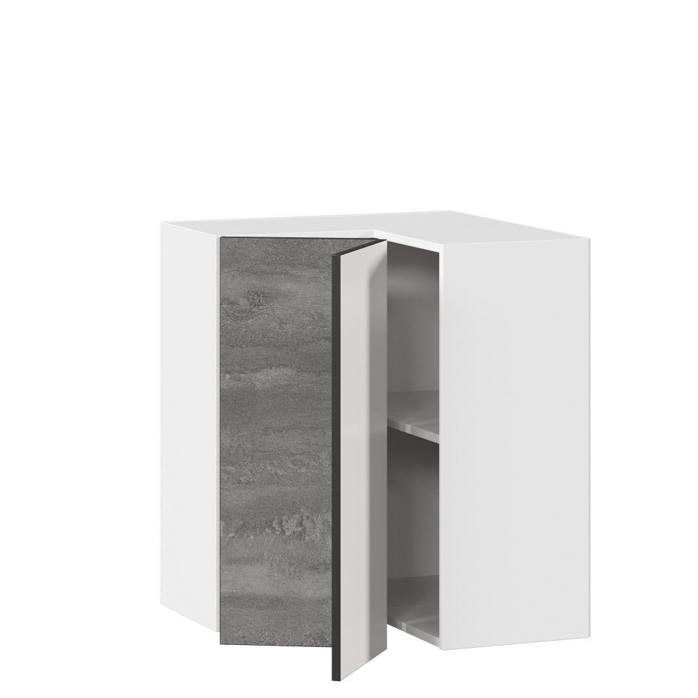 фото Паола Шкаф кухонный угловой с 2 складными дверями (Белый/Камень железный)