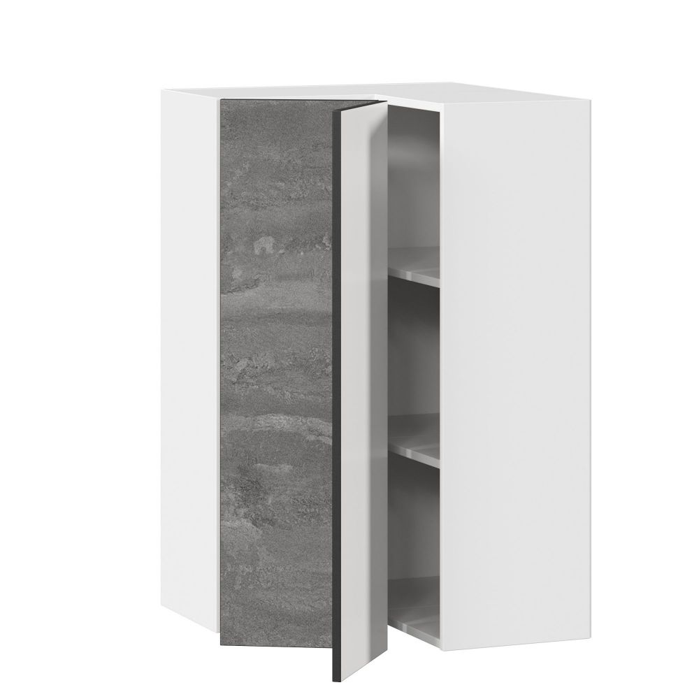 фото Паола Шкаф кухонный 600 угловой с 2 дверями высокий (Белый/Камень железный)
