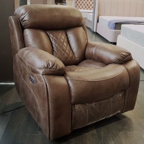 фото "Азалия Люкс" Кресло с электрореклайнером, вращением и качанием (коричневый/туксон 1607-22)
