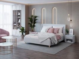 фото PROxSON Кровать Fensi без основания (Ткань: Микровелюр Manhattan Платина) 90x200