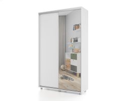 фото Шкаф-купе PRIME, 160х60х230 Белый с зеркалом