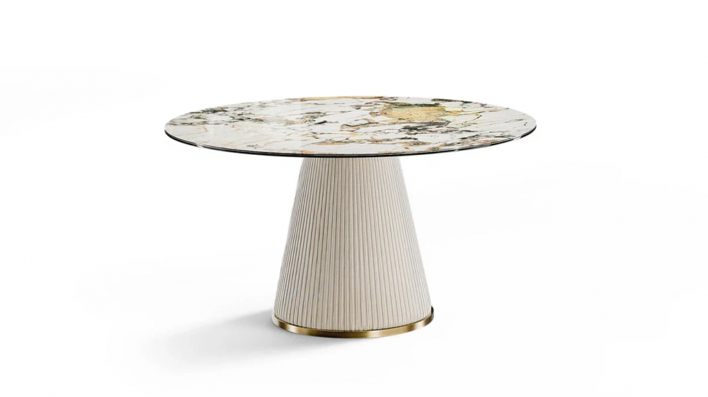 фото "Plisse Leather circle" Обеденный стол